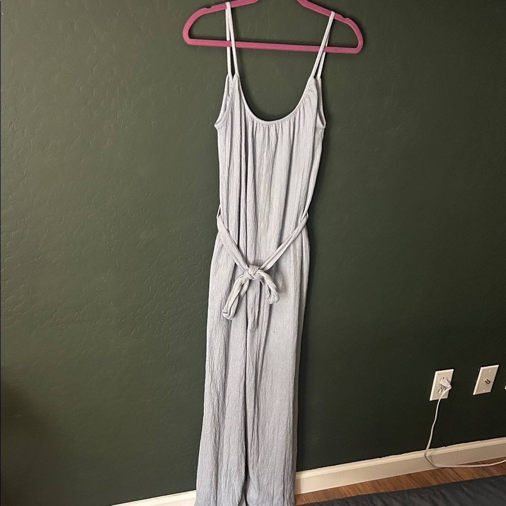 H&M Light Gray Tie-Waist Jumpsuit